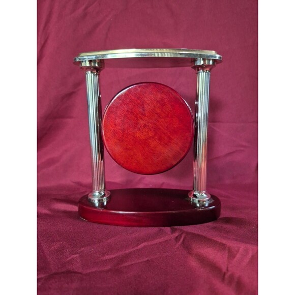 Paul Sebastian Art Deco Quartz Desk Clock Cherry Wood Stand Two-Toned - Picture 2 of 3